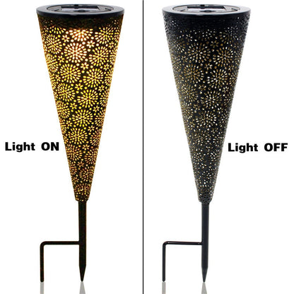 Lampe solaire piquet Conne noir en Acier (2Pcs)