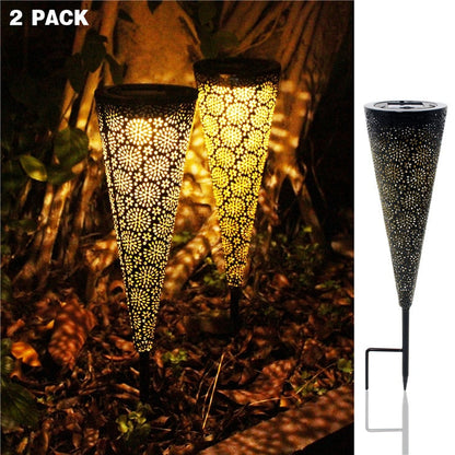 Lampe solaire piquet Conne noir en Acier (2Pcs)