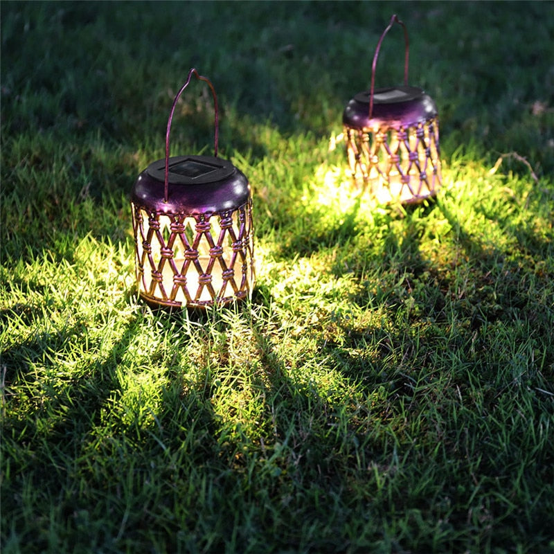 Lanterne solaire métal Veilleuse rétro en cuivre (2PCS)