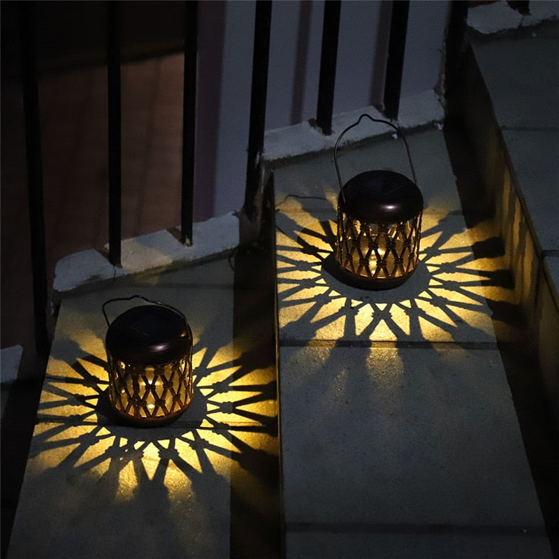 Lanterne solaire métal Veilleuse rétro en cuivre (2PCS)