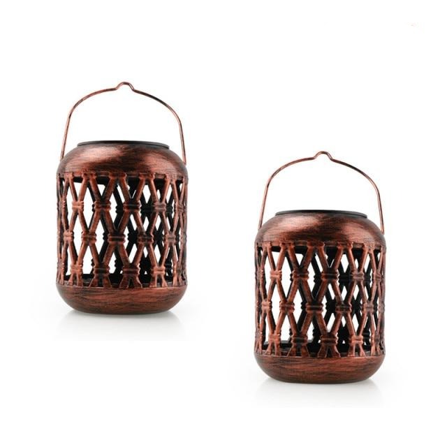 Lanterne solaire métal Veilleuse rétro en cuivre (2PCS)