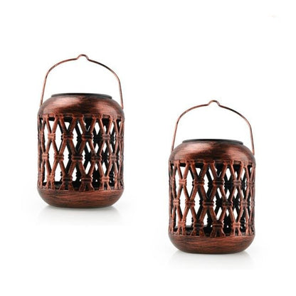 Lanterne solaire métal Veilleuse rétro en cuivre (2PCS)