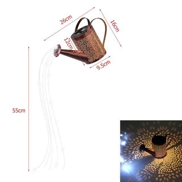 Arrosoir lumineux solaire en fer forgé ajouré en métal