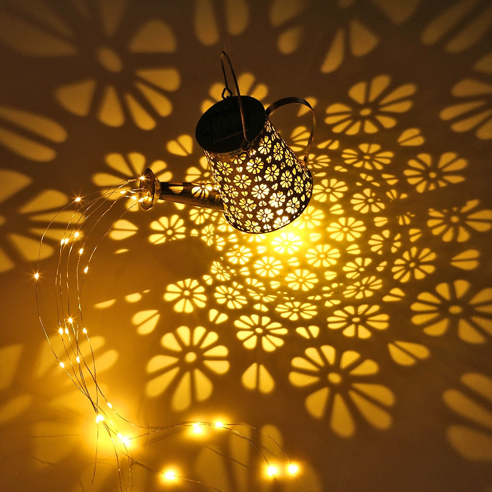 Arrosoir lumineux solaire Métallique style médiéval