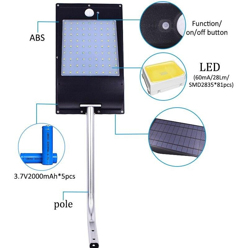 Lampadaire solaire Mini Réverbère 81 LED