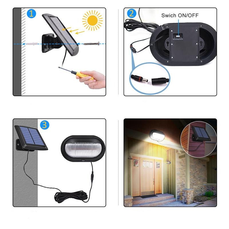 Lampe solaire jardin Murale noire 10 LED