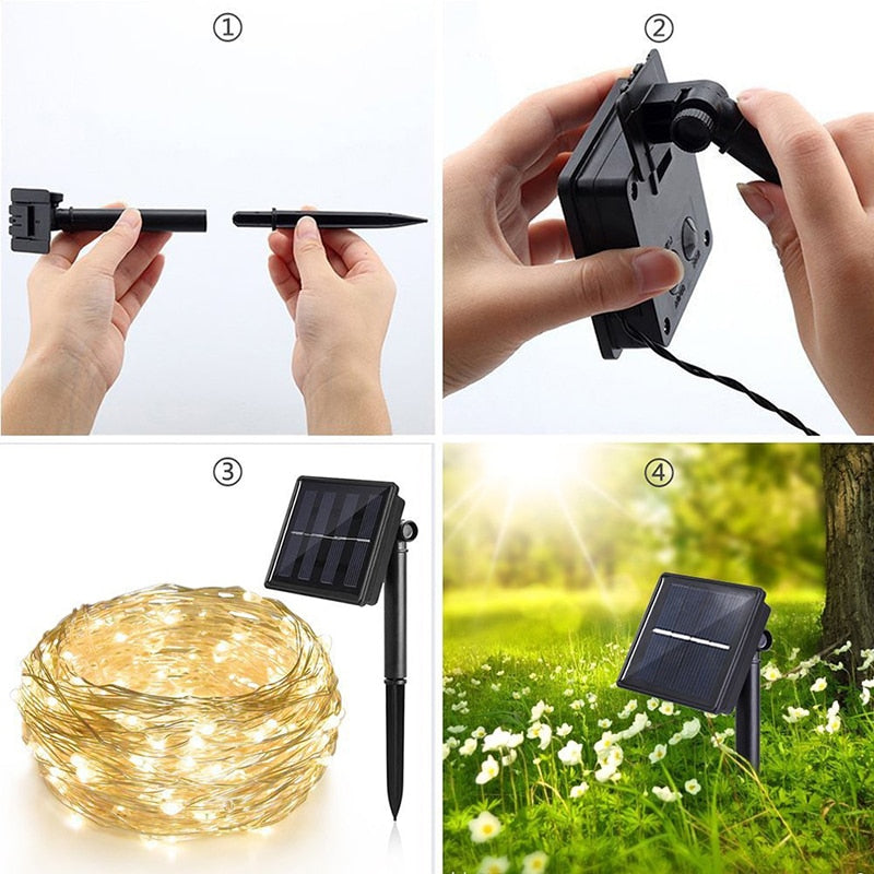 Guirlande Solaire Fil de Cuivre 240 LED Jaune