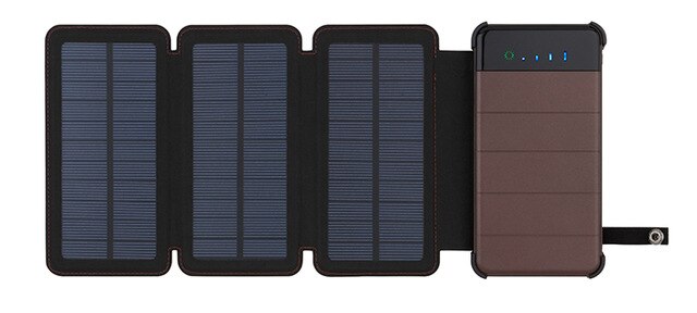 10000mAh Outdoor Power Bank Portable Foldable Waterproof Solar Panel Charger Dual USB Ports Mobile Battery Charger for Cellphone