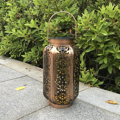 Lanterne Solaire Marocaine Cuivre Vieilli