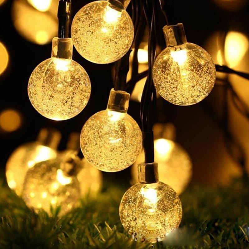 Guirlande Solaire LED Jaune 30 Boule à Bulle
