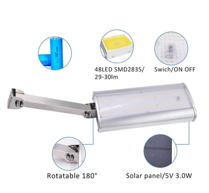Lampadaire solaire Mini murale 800 Lumens en Alu