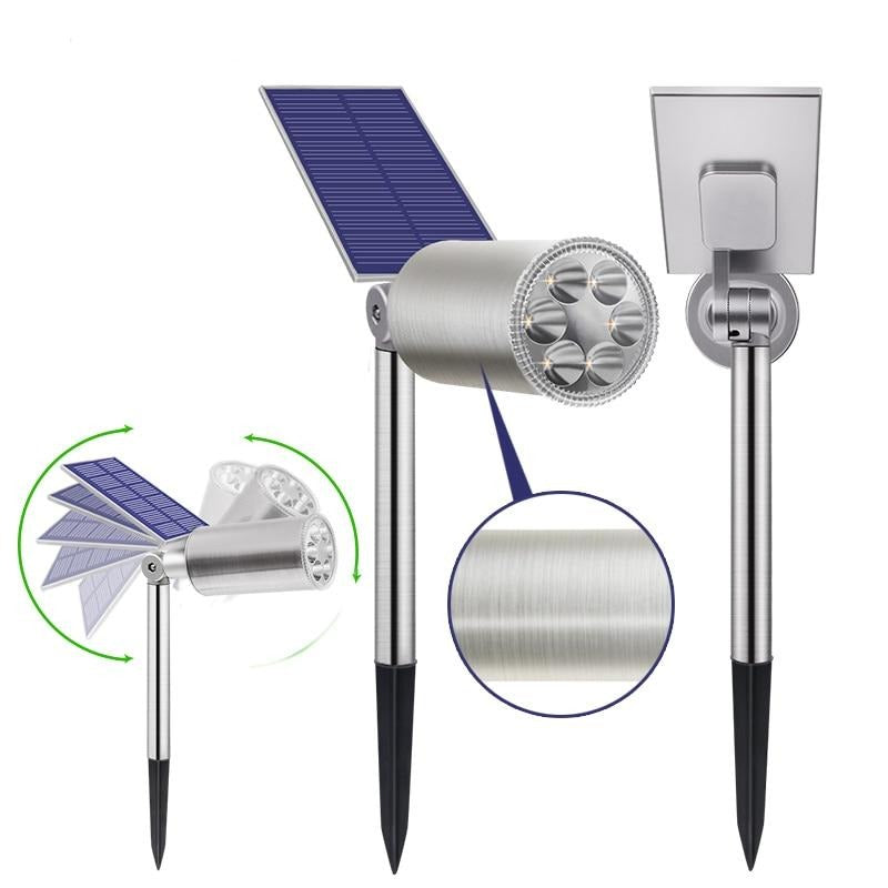 Balise solaire extérieure Projecteur à piquet jardin 6 LED (Inox)