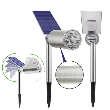 Balise solaire extérieure Projecteur à piquet jardin 6 LED (Inox)