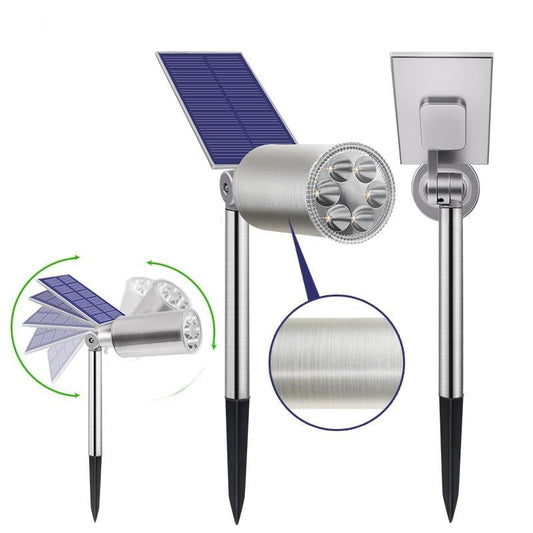 Balise solaire extérieure Projecteur à piquet jardin 6 LED (Inox)