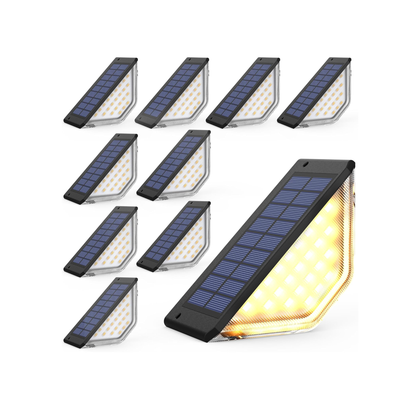 Solar Fence Lights – Outdoor Waterproof LED Wall & Step Lights for Garden. Patio. Yard. or Stairs (Warm White & Cool White Options) 10 packs