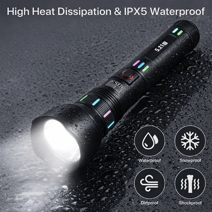 Long Range 9000-Lumens LED Rechargeable Super Bright Flashlight