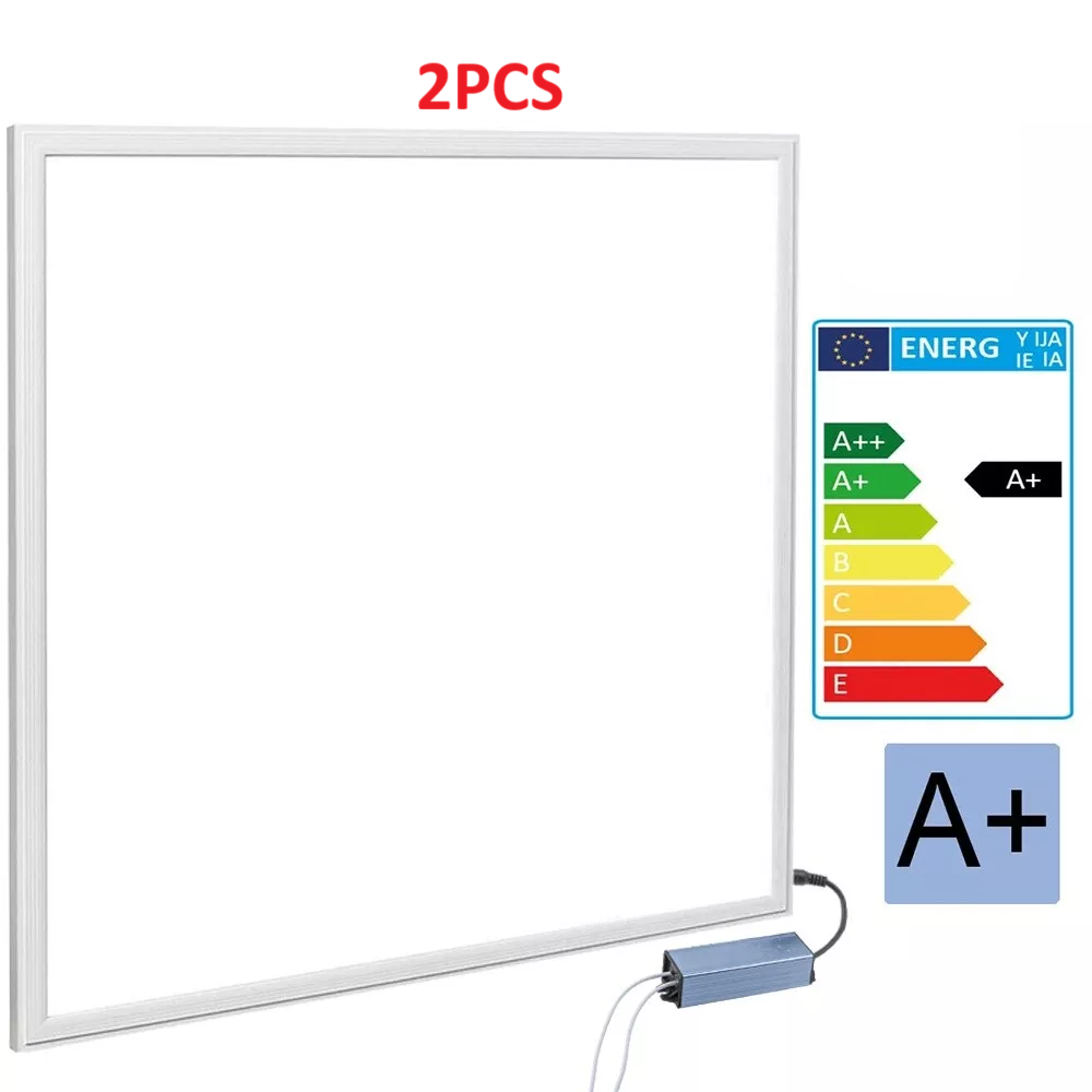 2-Pack 48W LED Panel Lights. 600x600mm - Energy-Saving Cool White 6500K for Versatile Lighting Solutions