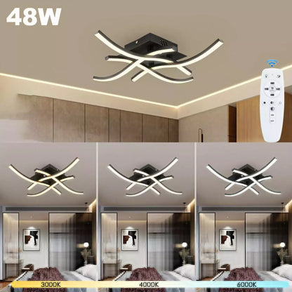 Dimmable LED Ceiling Light 4 Wave Light Modern Kitchen Living Room Bedroom Light