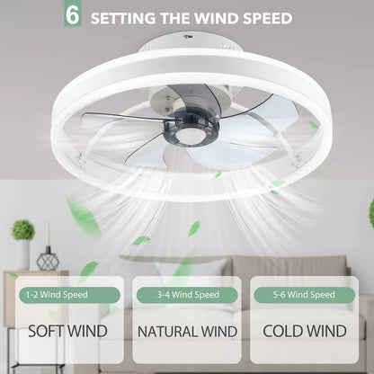 LED Ceiling Fan Light Dimmable Living Room Chandelier Lamp With Remote Control