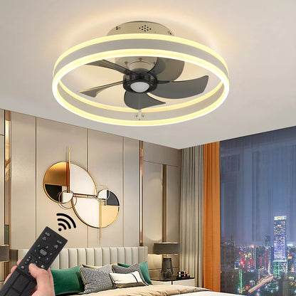LED Ceiling Fan Light Dimmable Living Room Chandelier Lamp With Remote Control