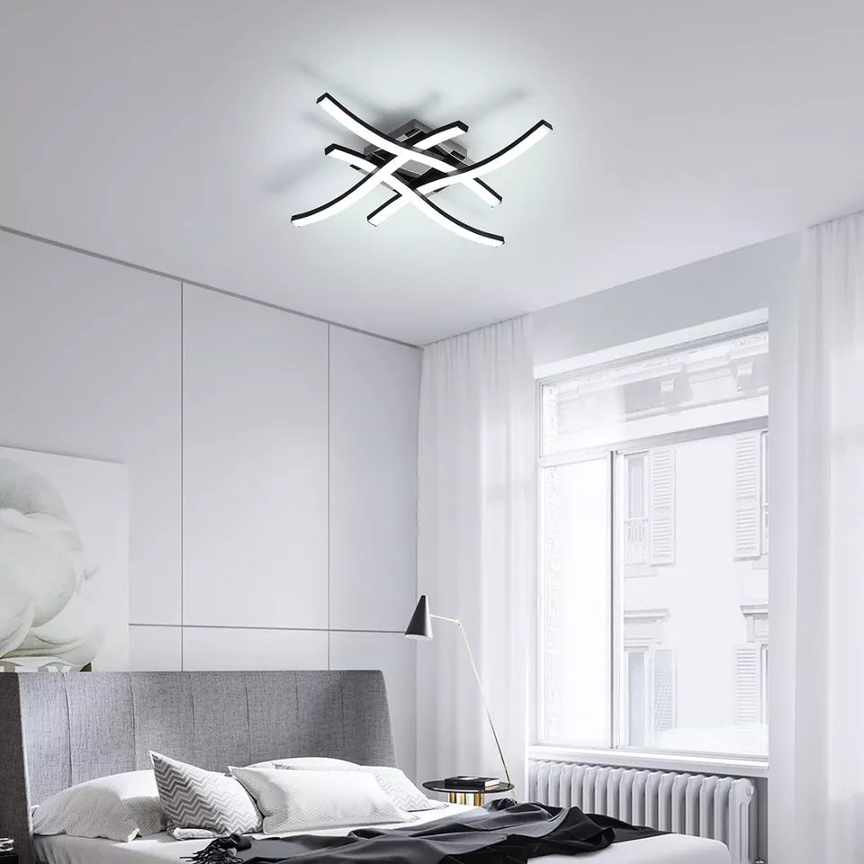 Dimmable Modern 4-Wave Ceiling Light. Stylish LED Fixture for Kitchen. Living Room & Bedroom