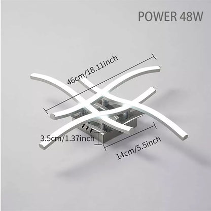 Dimmable LED Ceiling Light 4 Wave Modern Pendant Lamp Living Room Bedroom