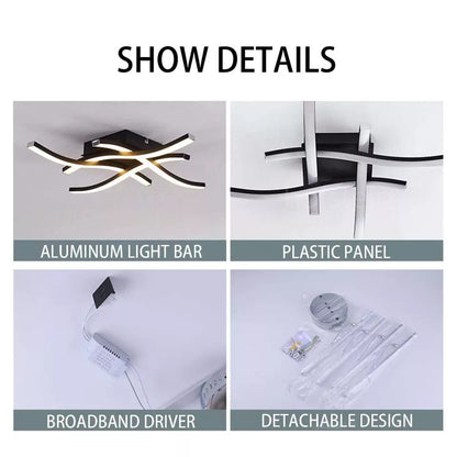 Dimmable LED Ceiling Light 4 Wave Modern Pendant Lamp Living Room Bedroom