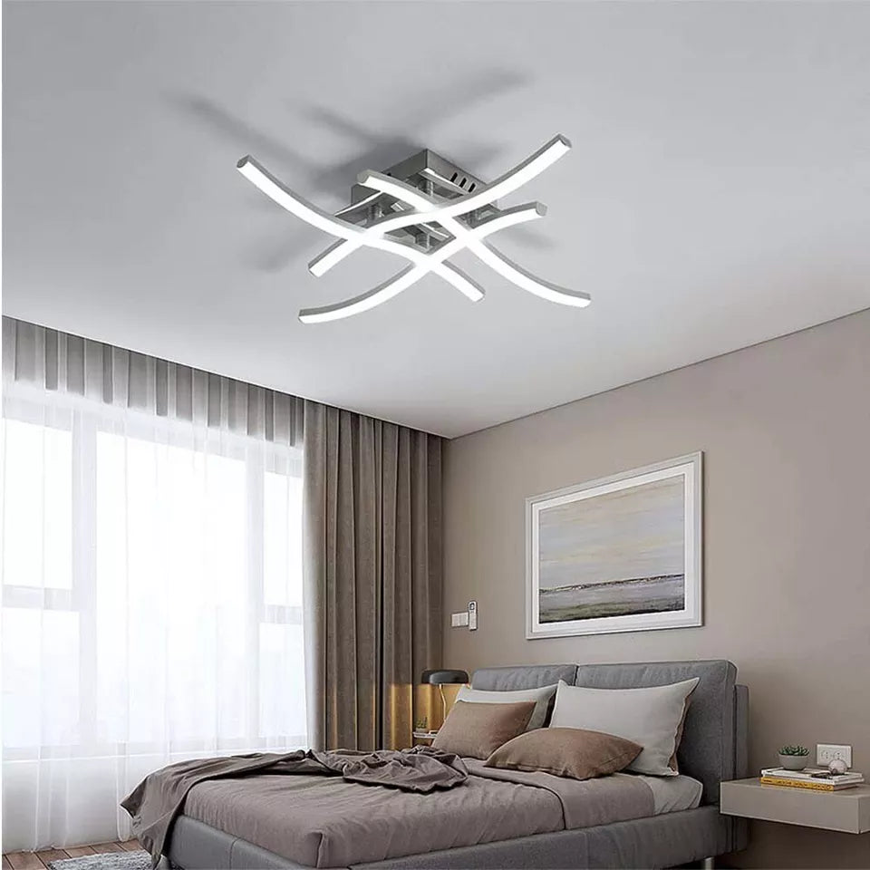 Dimmable LED Ceiling Light 4 Wave Modern Pendant Lamp Living Room Bedroom