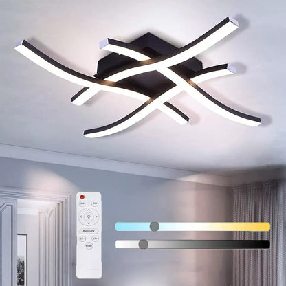 Dimmable Modern 4-Wave Ceiling Light. Stylish LED Fixture for Kitchen. Living Room & Bedroom