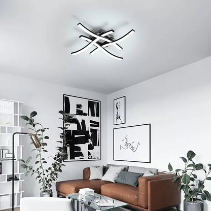 Dimmable Modern 4-Wave Ceiling Light. Stylish LED Fixture for Kitchen. Living Room & Bedroom