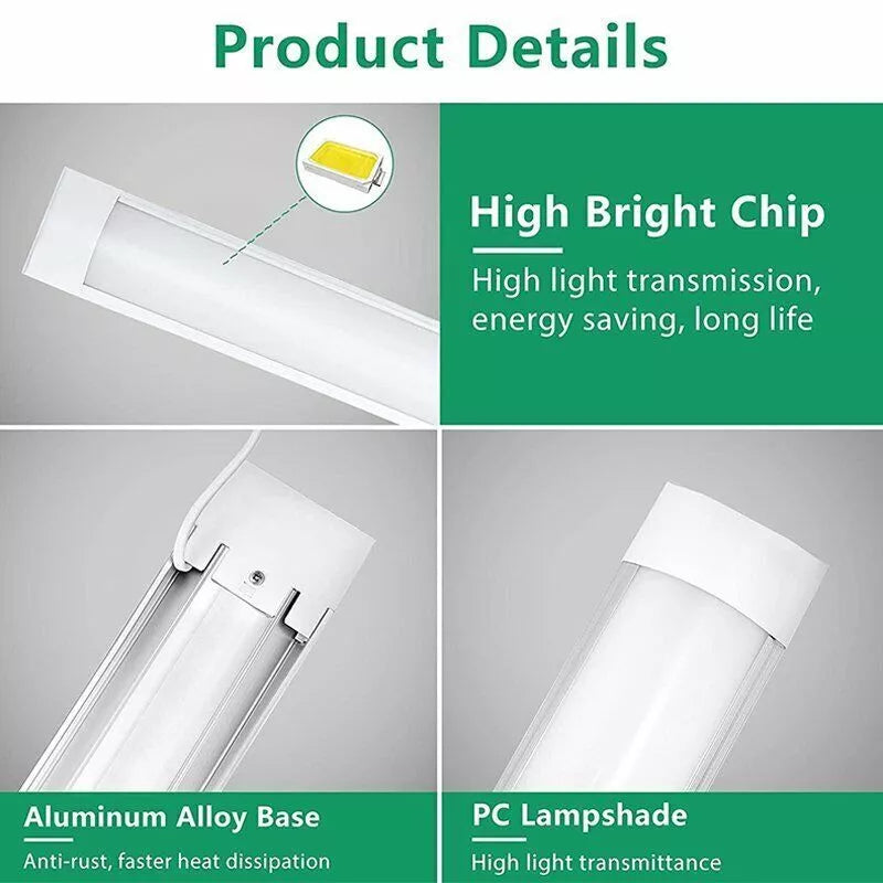 4FT LED Ceiling Strip Light – Energy-Efficient Batten Tube for Office. Garage & Commercial Spaces
