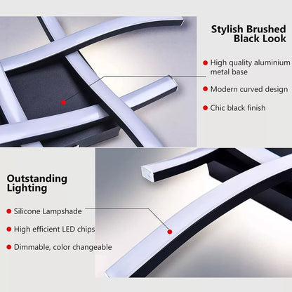 Dimmable Modern 4-Wave Ceiling Light. Stylish LED Fixture for Kitchen. Living Room & Bedroom