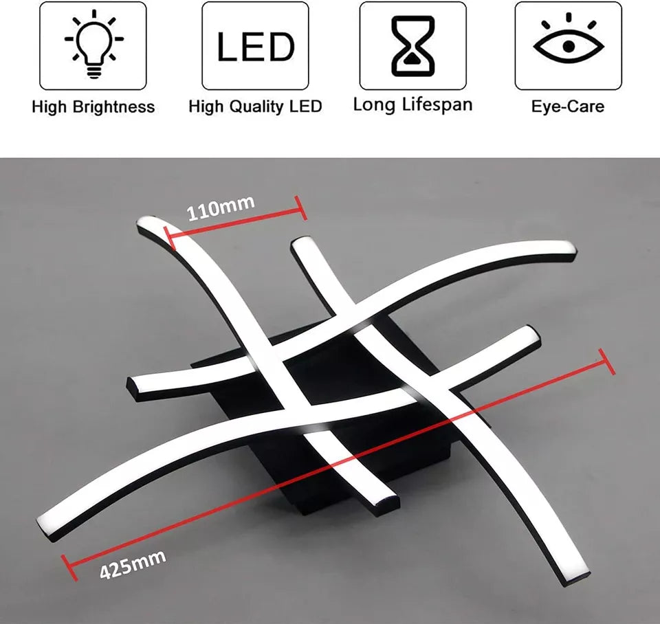 Dimmable Modern 4-Wave Ceiling Light. Stylish LED Fixture for Kitchen. Living Room & Bedroom
