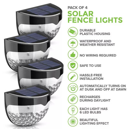 4 Pcs Solar Fence Lights