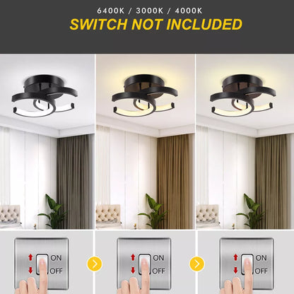 Black Double C LED Ceiling Light – Modern Dimmable Pendant for a Sophisticated Living & Bedroom Ambiance