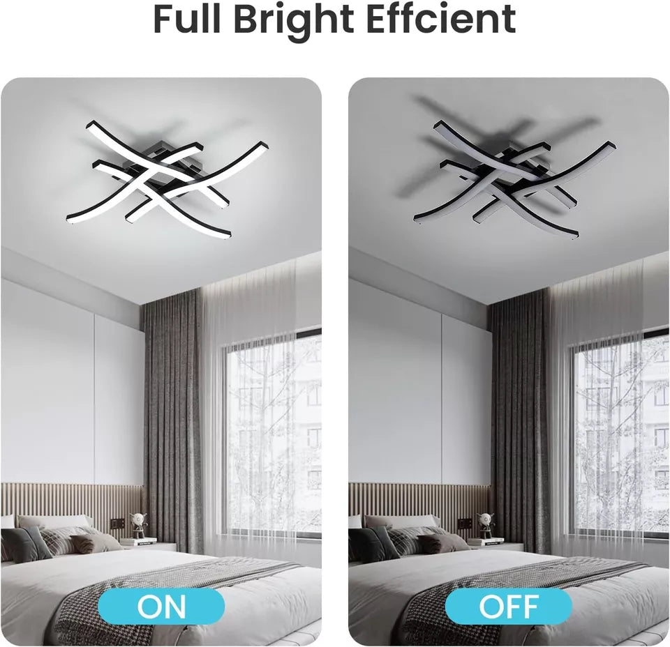 Dimmable Modern 4-Wave Ceiling Light. Stylish LED Fixture for Kitchen. Living Room & Bedroom