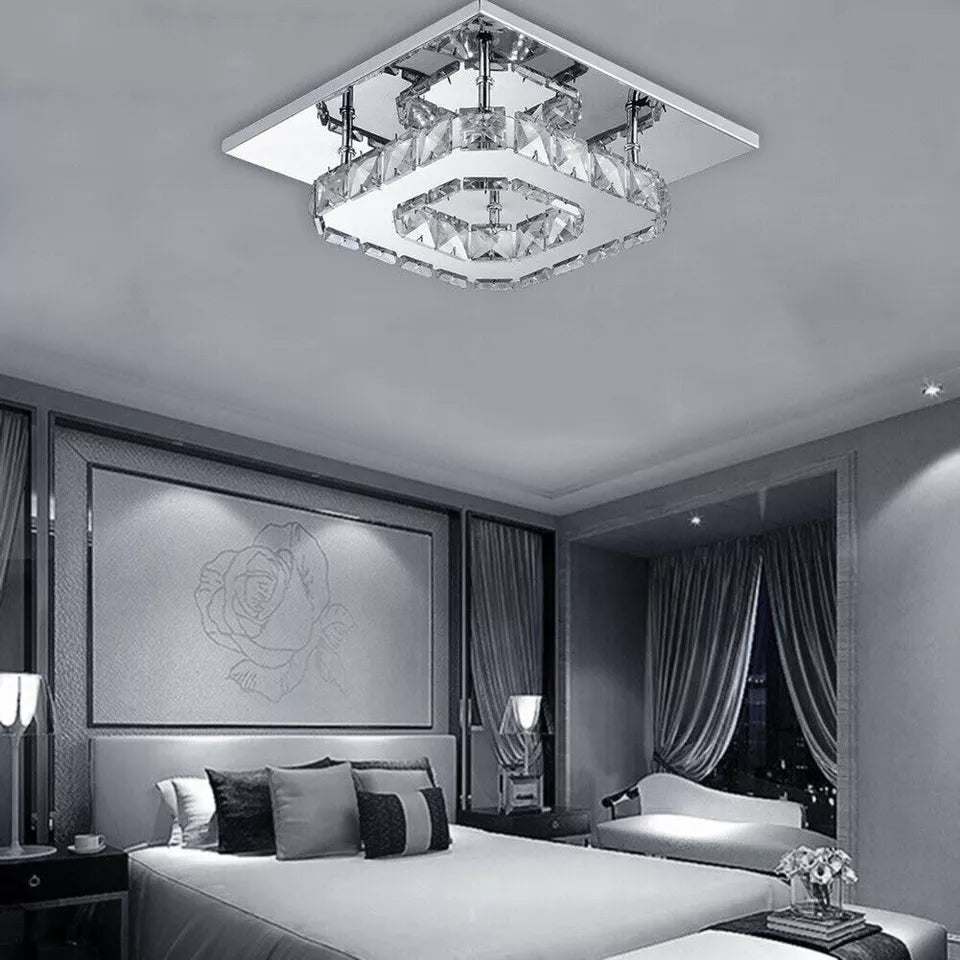 Crystal Ceiling Light LED Lamp Light Room Chandelier Living Pendant LED Square