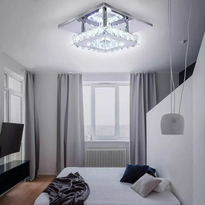 Crystal Ceiling Light LED Lamp Light Room Chandelier Living Pendant LED Square