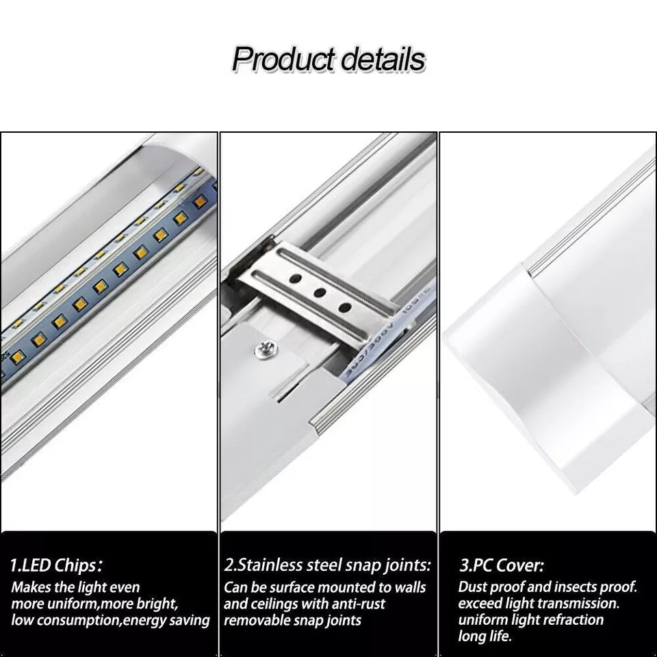 4FT LED Ceiling Strip Light – Sleek & Powerful Daylight Lamp for Garage. Office & Commercial Use