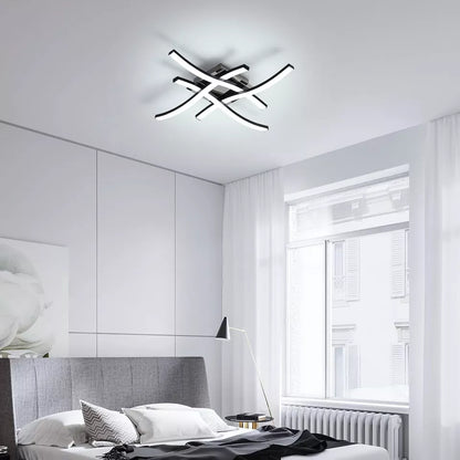 Dimmable Modern 4-Wave Ceiling Light. Stylish LED Fixture for Kitchen. Living Room & Bedroom
