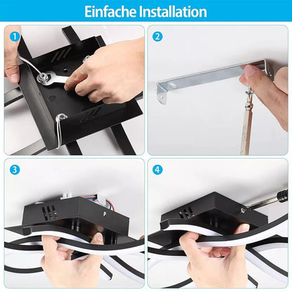 Dimmable LED Ceiling Light 4 Wave Light Modern Kitchen Living Room Bedroom Light