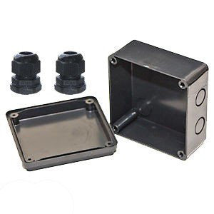 100 x 100 x 50mm IP56 adaptable box supplied with 2 x IP66 glands