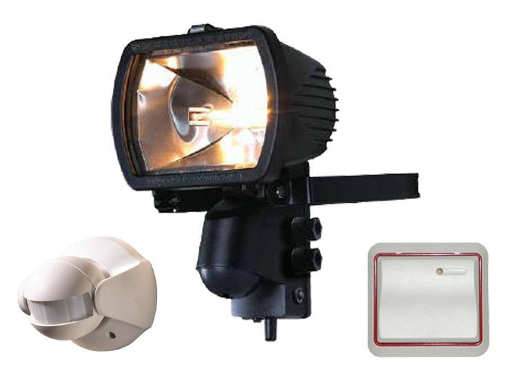 300 Watt Receiver floodlight with Wireless PIR and Wireless Wall Switch