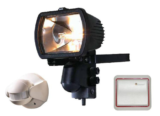 300 Watt Receiver floodlight with Wireless PIR and Wireless Wall Switch