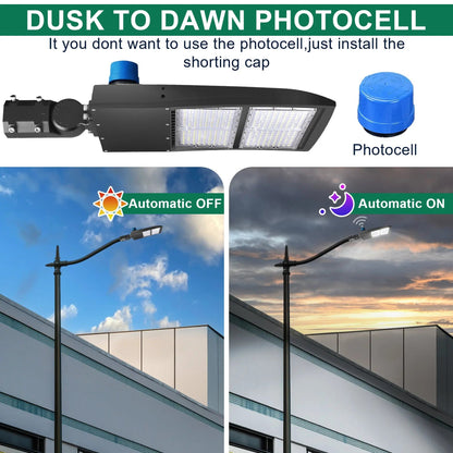 LED Parking Lot Light - 200W/240W/300W Selectable - 42000LM 5000K - Type III Shoebox Light - 120-277V - UL DLC Commercial Area Lighting