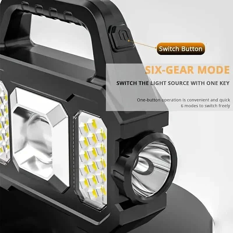 Solar Portable Flashlight & Handheld Searchlight with Side Lights
