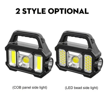 Solar Portable Flashlight & Handheld Searchlight with Side Lights