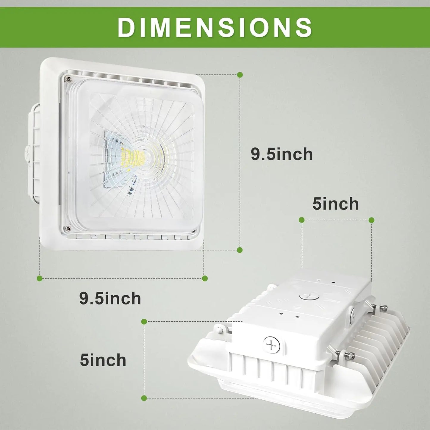 LED Parking Garage Canopy Light - 30W/40W/55W Selectable – 150W MH Equivalent-3000K/4000K/5000K-0-10V Dimmable-Surface/Pendant Mount