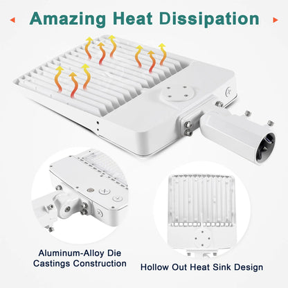 300W White Housing LED Parking Lot Light-1000W MH Equiv-42.000 Lumens-5000K Daylight-100-277V AC-UL& DLC Listed