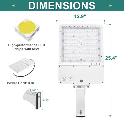 300W White Housing LED Parking Lot Light-1000W MH Equiv-42.000 Lumens-5000K Daylight-100-277V AC-UL& DLC Listed